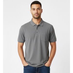 PEBBLE BEACH Performance Quarter Button Polo Shirt, Men’s Medium, Heather Gray